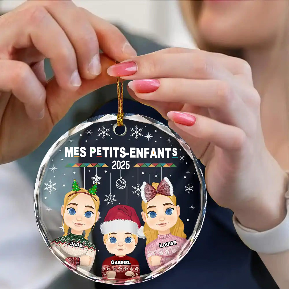 Pendentif en verre personnalisé avec 1 à 10 enfants Décoration de Noël pour grand-mère et grand-père