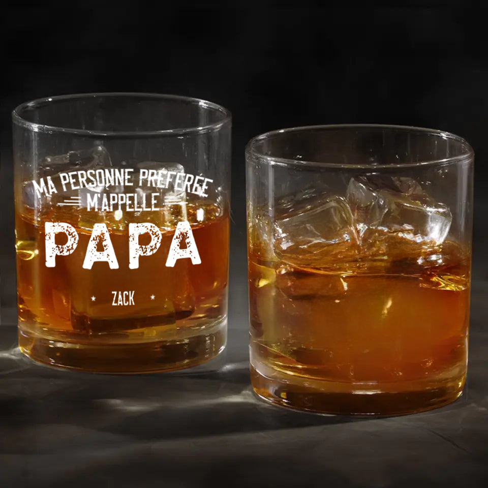 Mes personnes préférées m’appellent… – Verre à whisky personnalisé avec prénoms