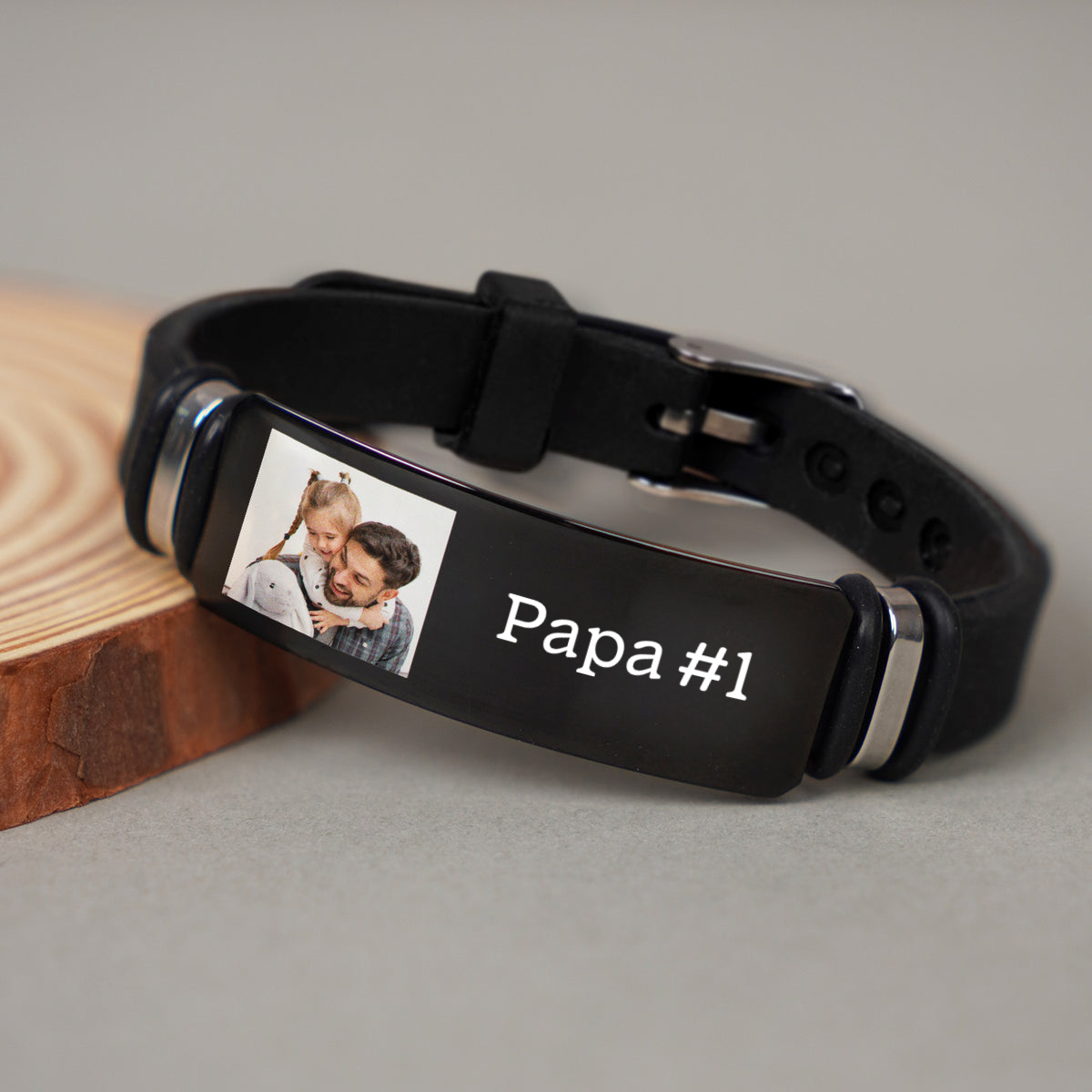 Bracelet en silicone avec photo – Cadeau personnalisé pour Papa