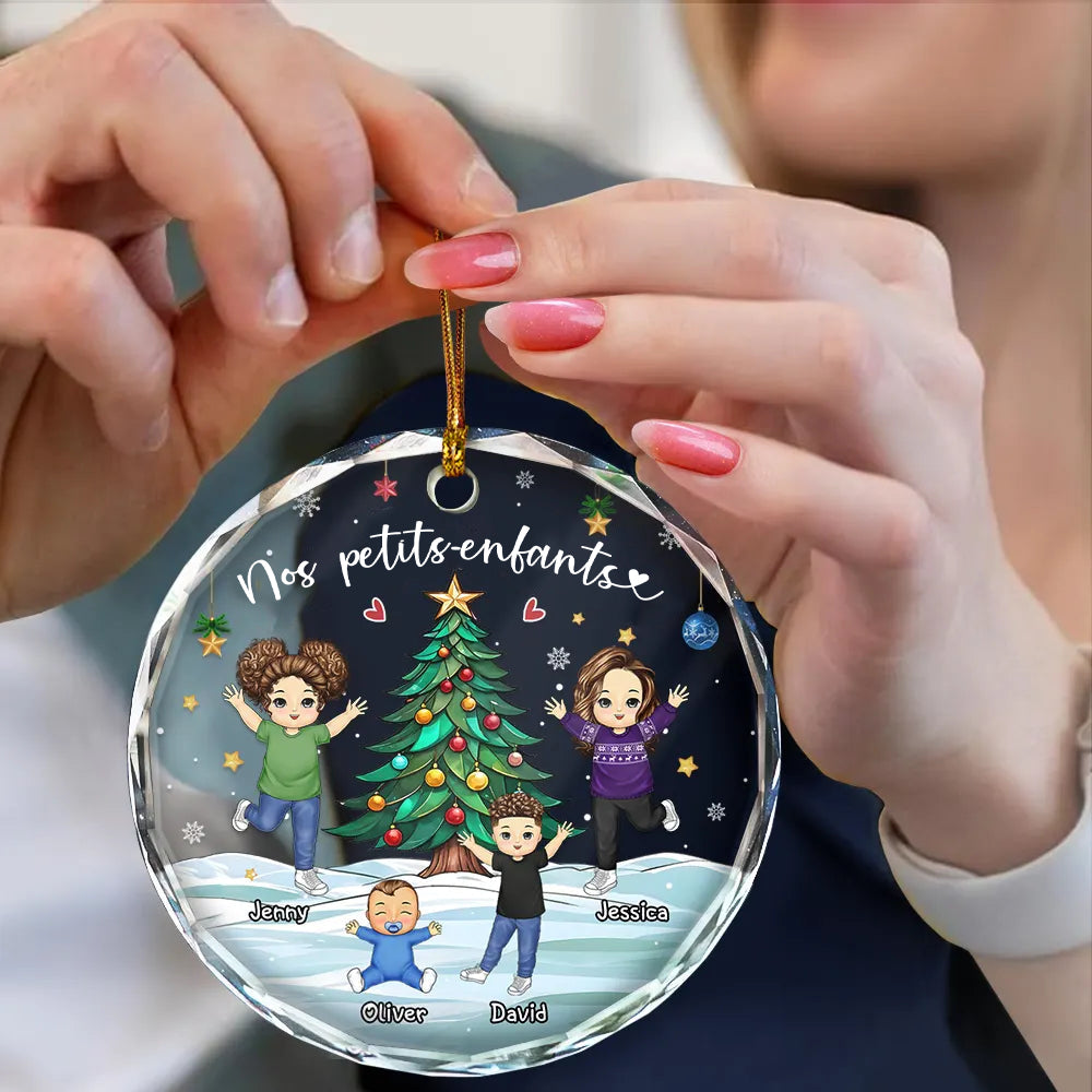 Ornement rond en verre personnalisé Décorations de Noël pour mamie et papi