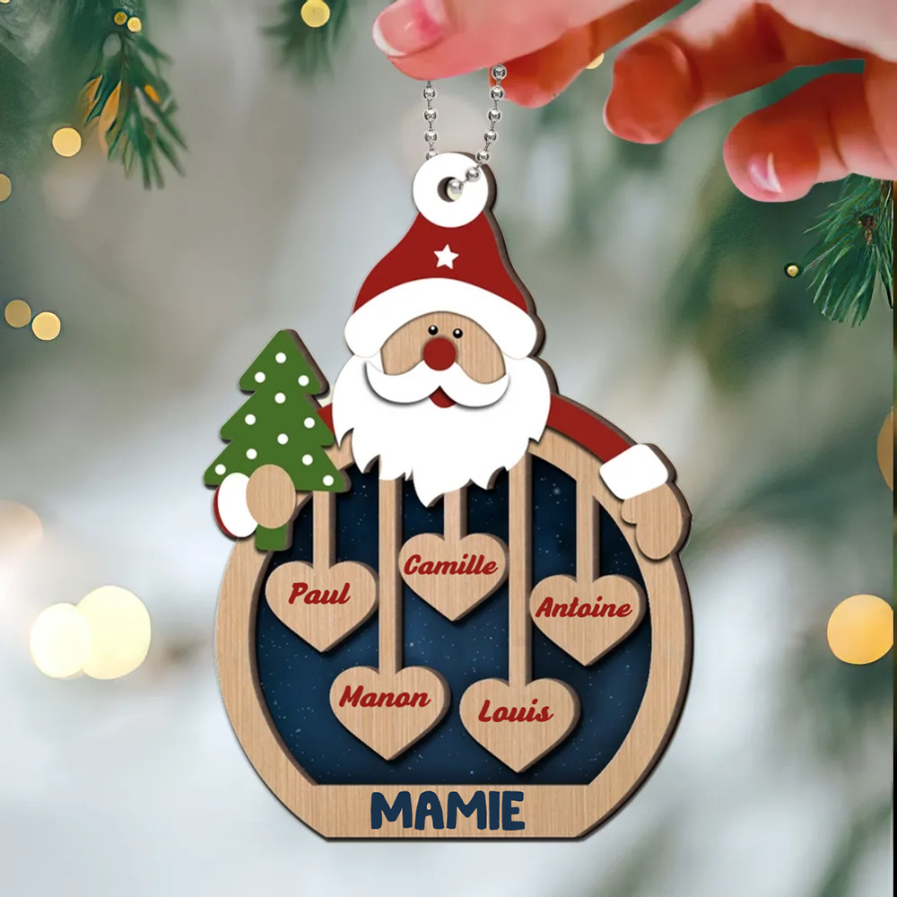 Les chéris du Père Noël - Ornement en bois personnalisé à 2 couches
