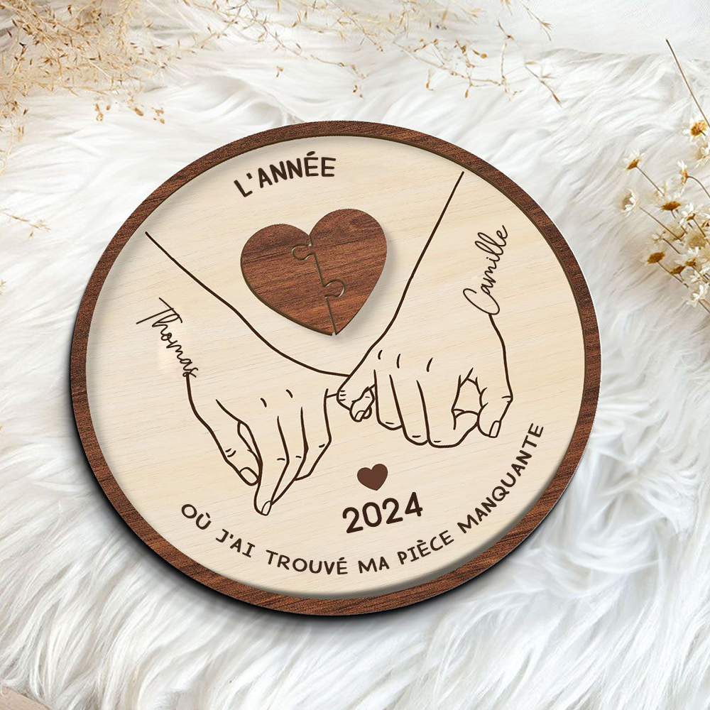 « Ma moitié manquante » – Plaque en bois personnalisée, cadeau pour couple