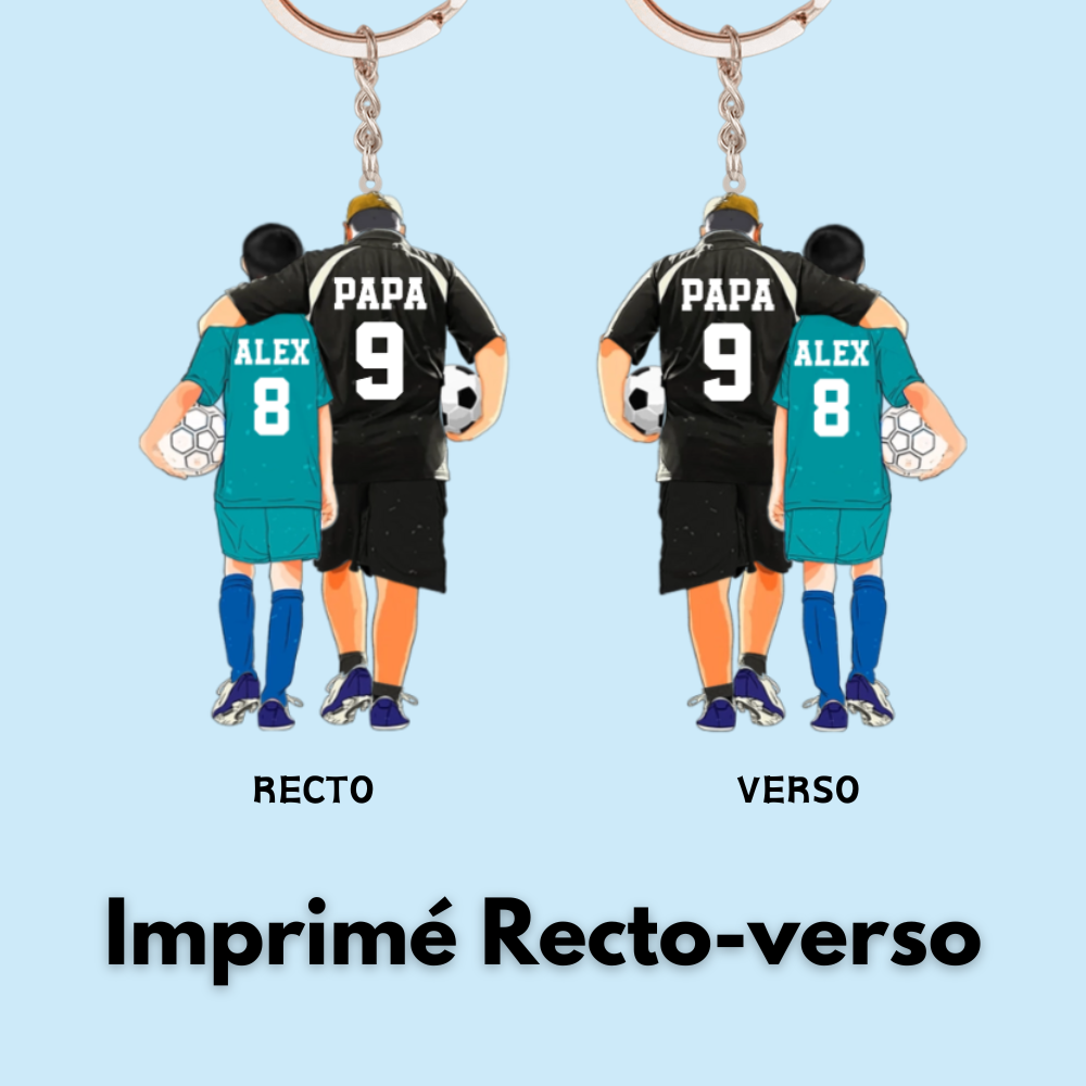 Porte-clés personnalisé Papa et enfant – Football