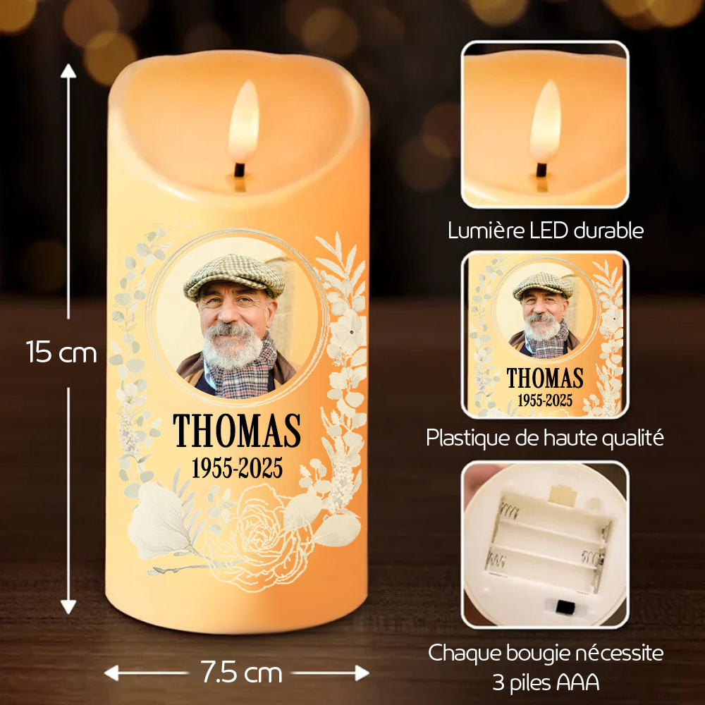Ta lumière... Bougie LED avec photo – Bougie commémorative