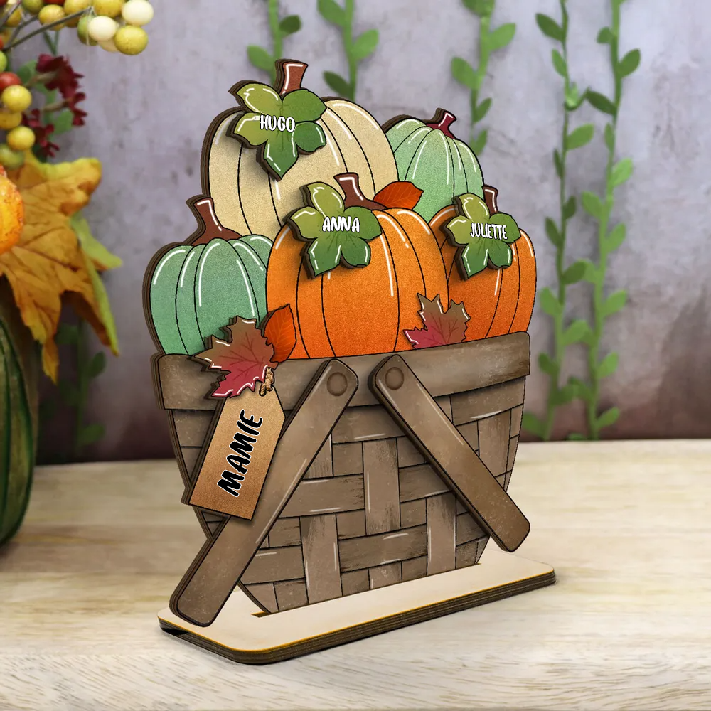 Plaque en bois personnalisée avec citrouilles – Cadeau pour Mamie