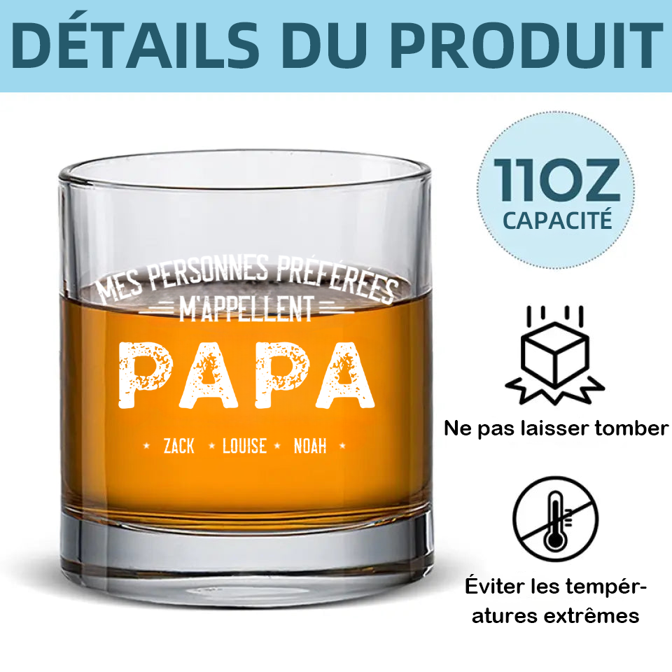 Mes personnes préférées m’appellent… – Verre à whisky personnalisé avec prénoms