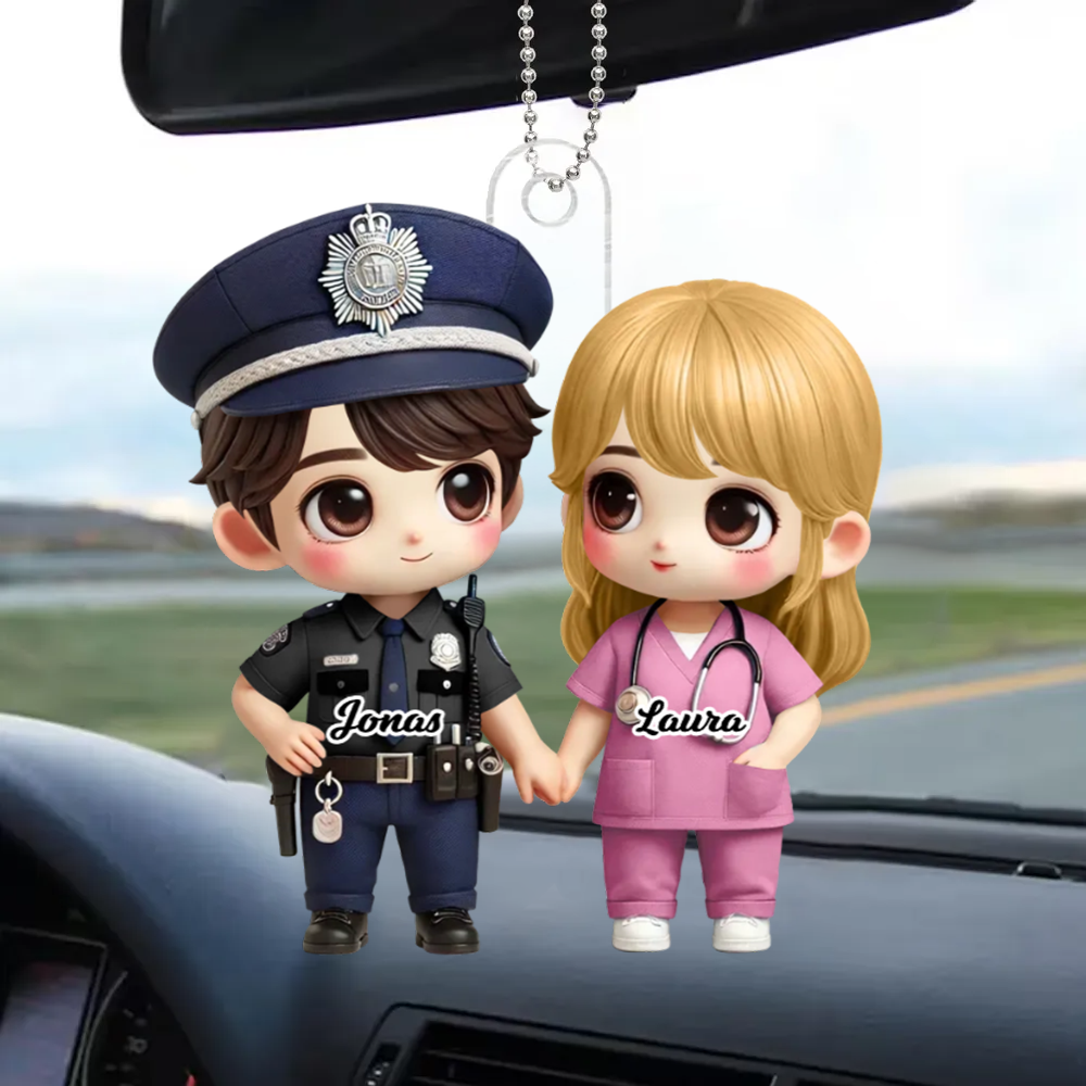 Porte-voiture en acrylique Couple en tenue professionnelle – Cadeau pour couple