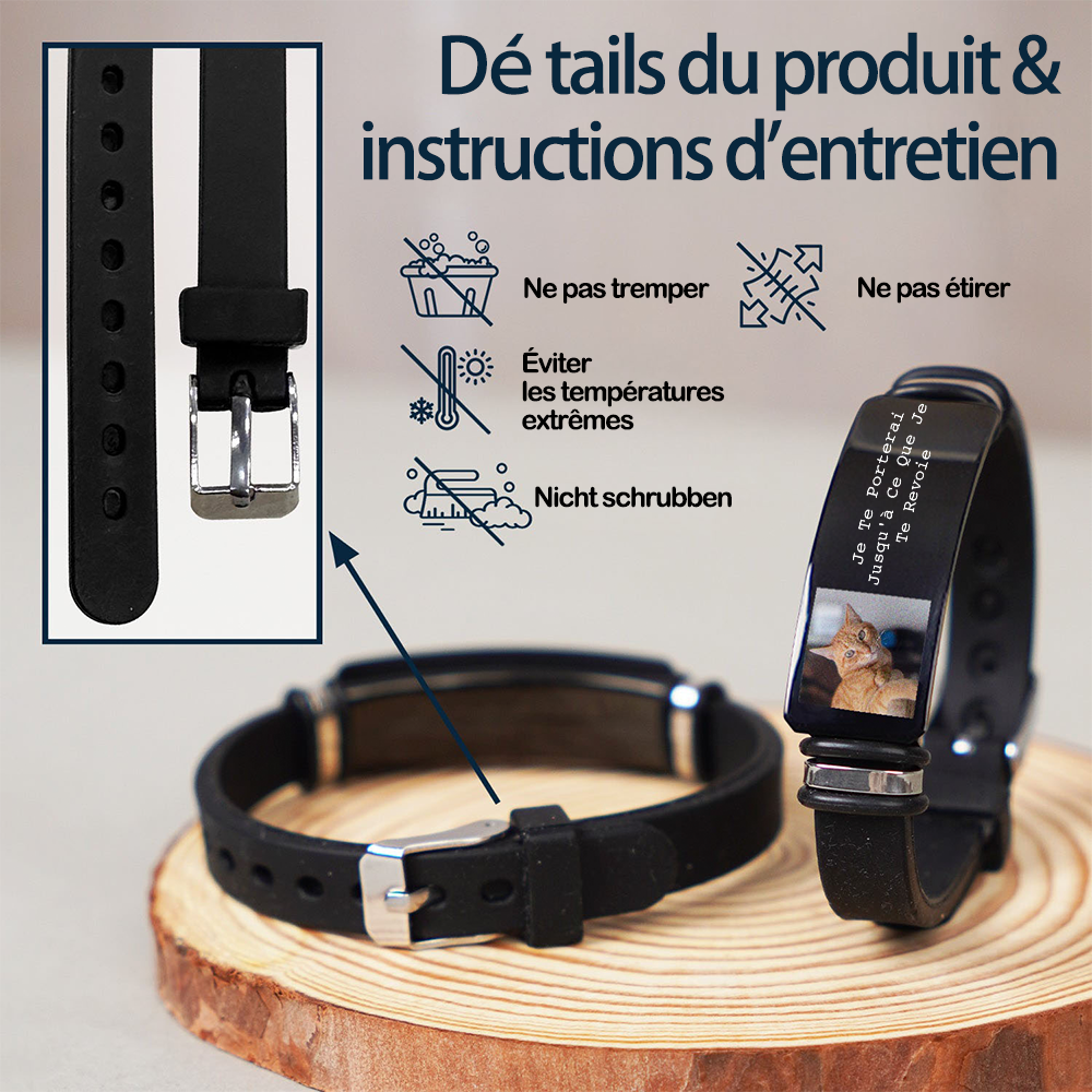 Bracelet en silicone personnalisé en mémoire d’un animal de compagnie perdu