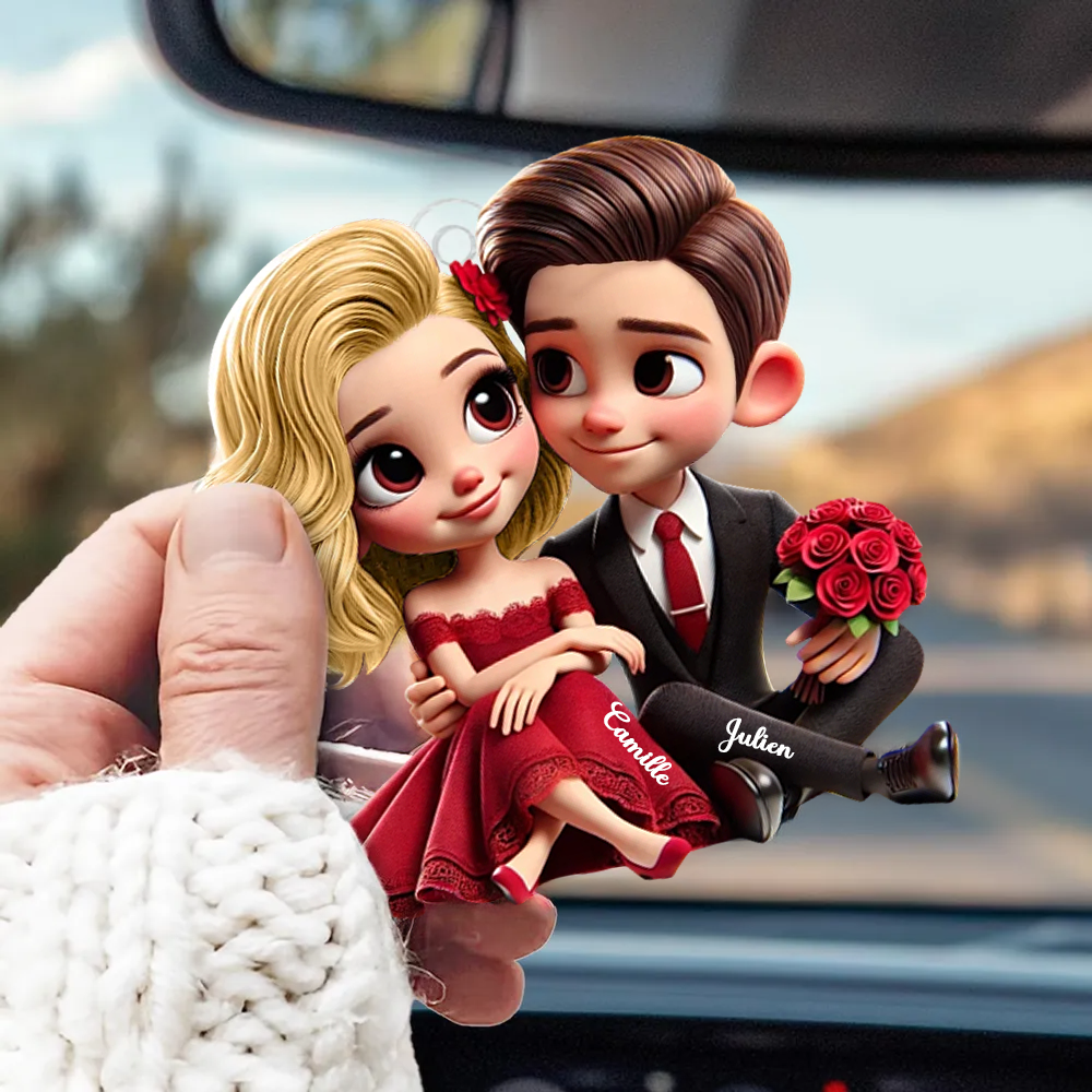Porte-voiture en acrylique – Cadeau personnalisé pour couple