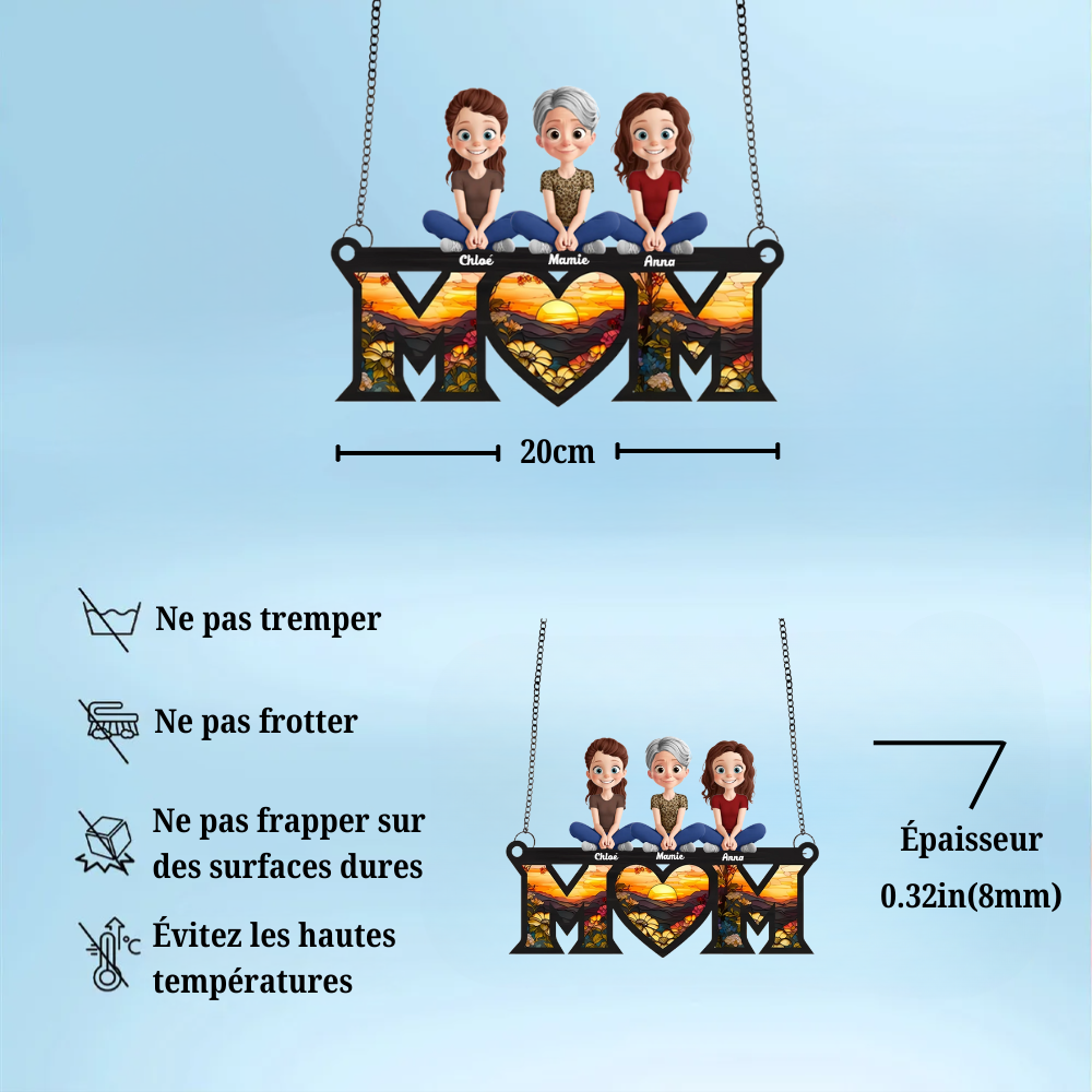 Attrape-soleil personnalisé avec 1 à 4 enfants pour maman et mamie