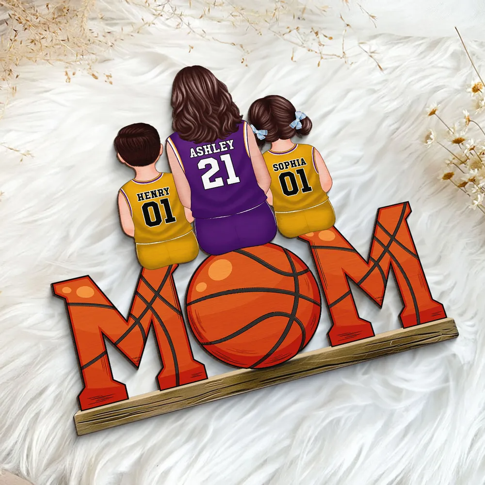 Maman de basketteur – Plaque en bois personnalisée MOM