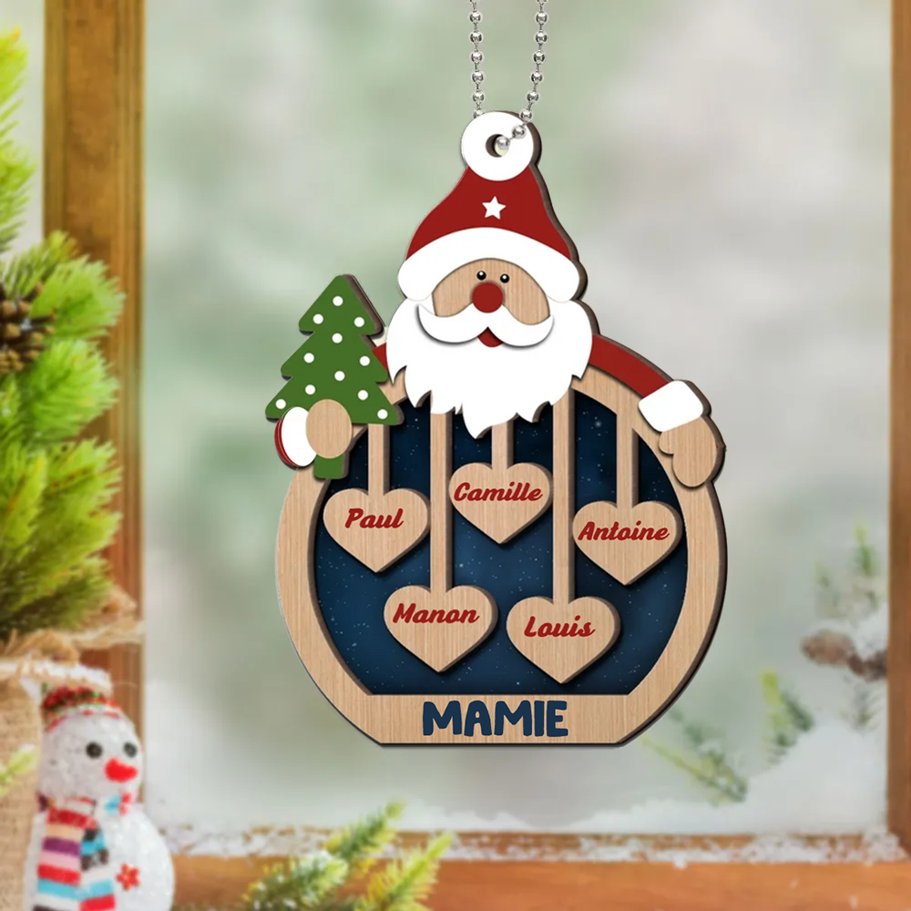 Les chéris du Père Noël - Ornement en bois personnalisé à 2 couches