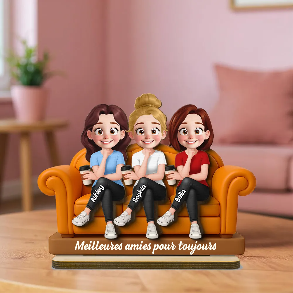 Plaque en bois personnalisée avec 2 à 5 femmes – Cadeau pour sœurs et meilleures amies