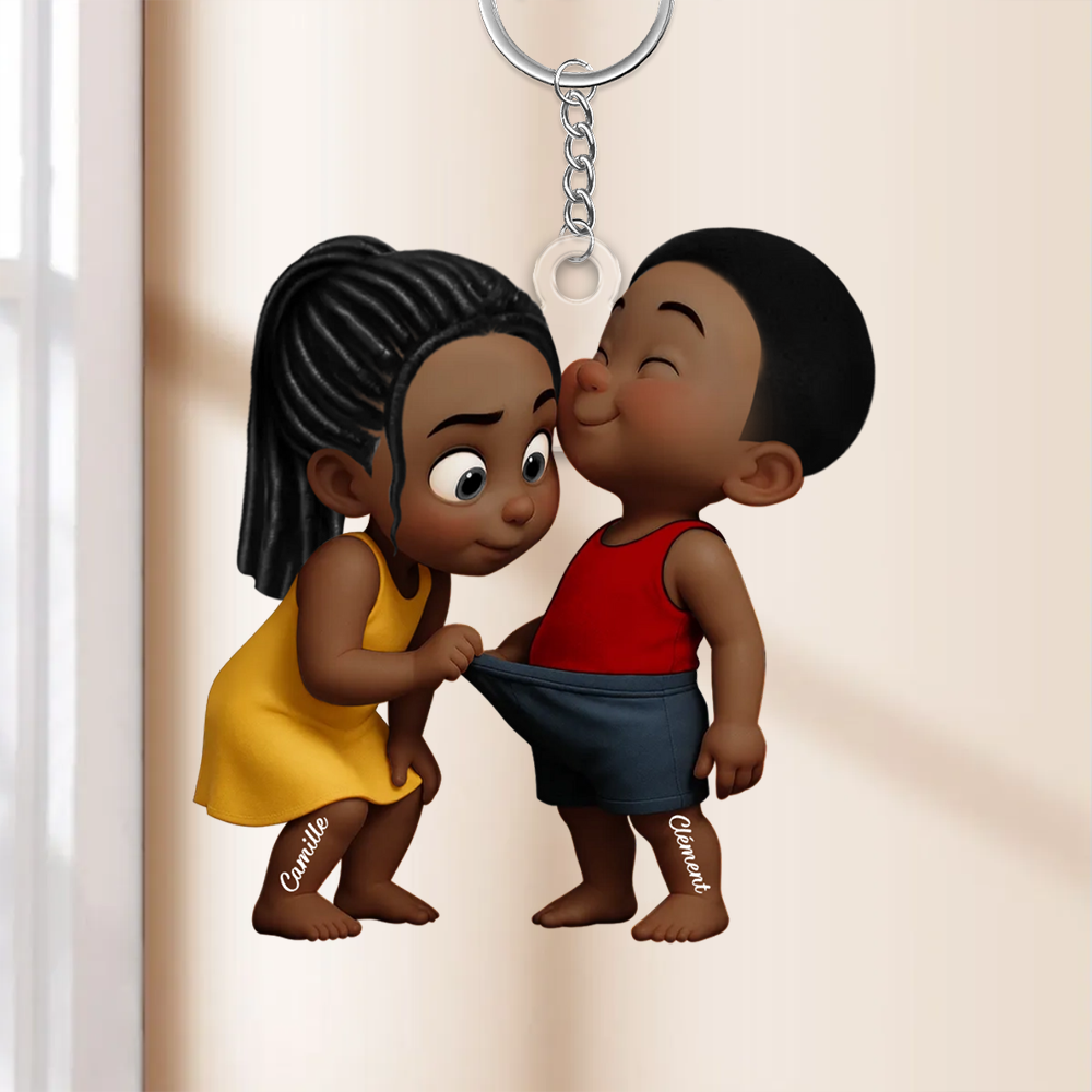 Porte-clés en acrylique personnalisé avec noms, cadeau pour couple