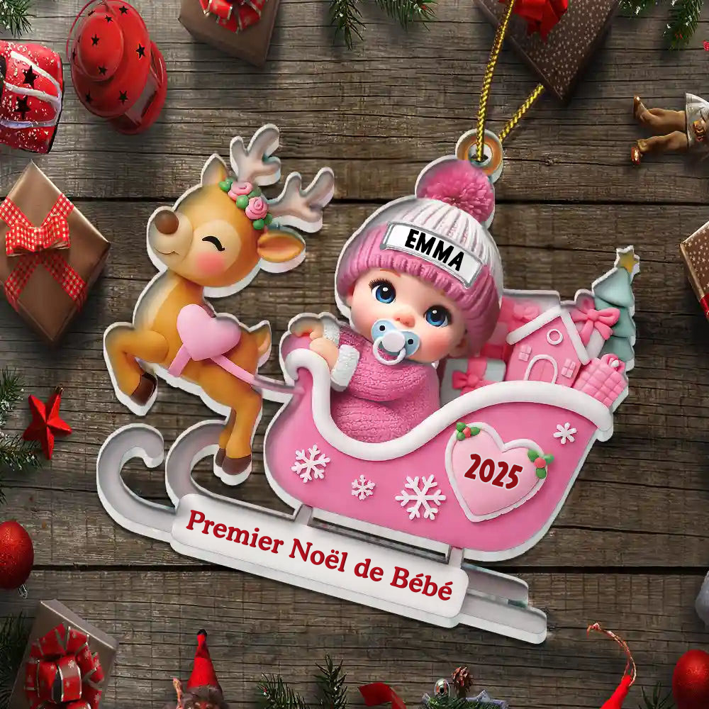 Premier Noël de bébé - Orement de Noël personnalisée avec nom et année