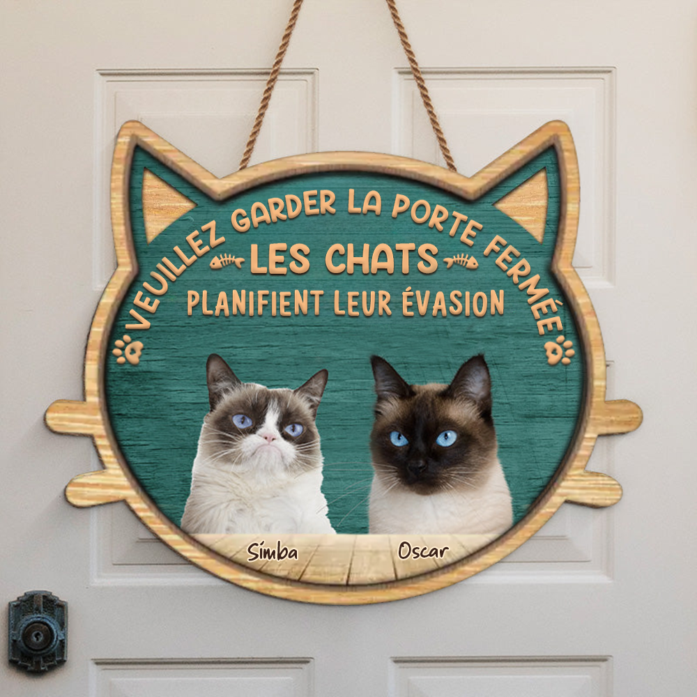 Panneau en bois personnalisé avec motif de chat – panneau photo en bois