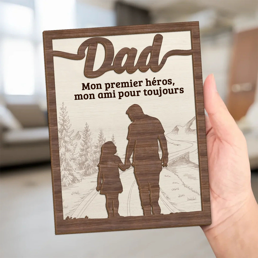 Panneau en bois personnalisé "Papa et enfant" pour père