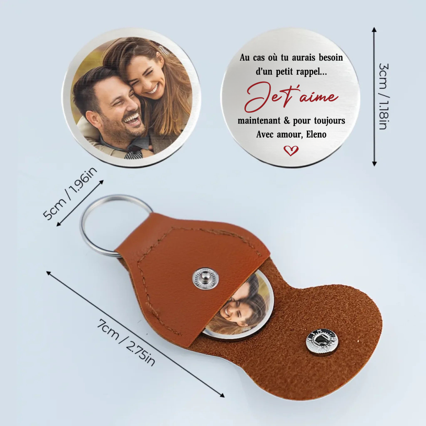 Je t’aime – Mini-câlin de poche avec photo pour couple