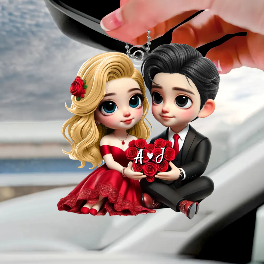 Couple avec roses – Pendentif en acrylique, cadeau pour couple