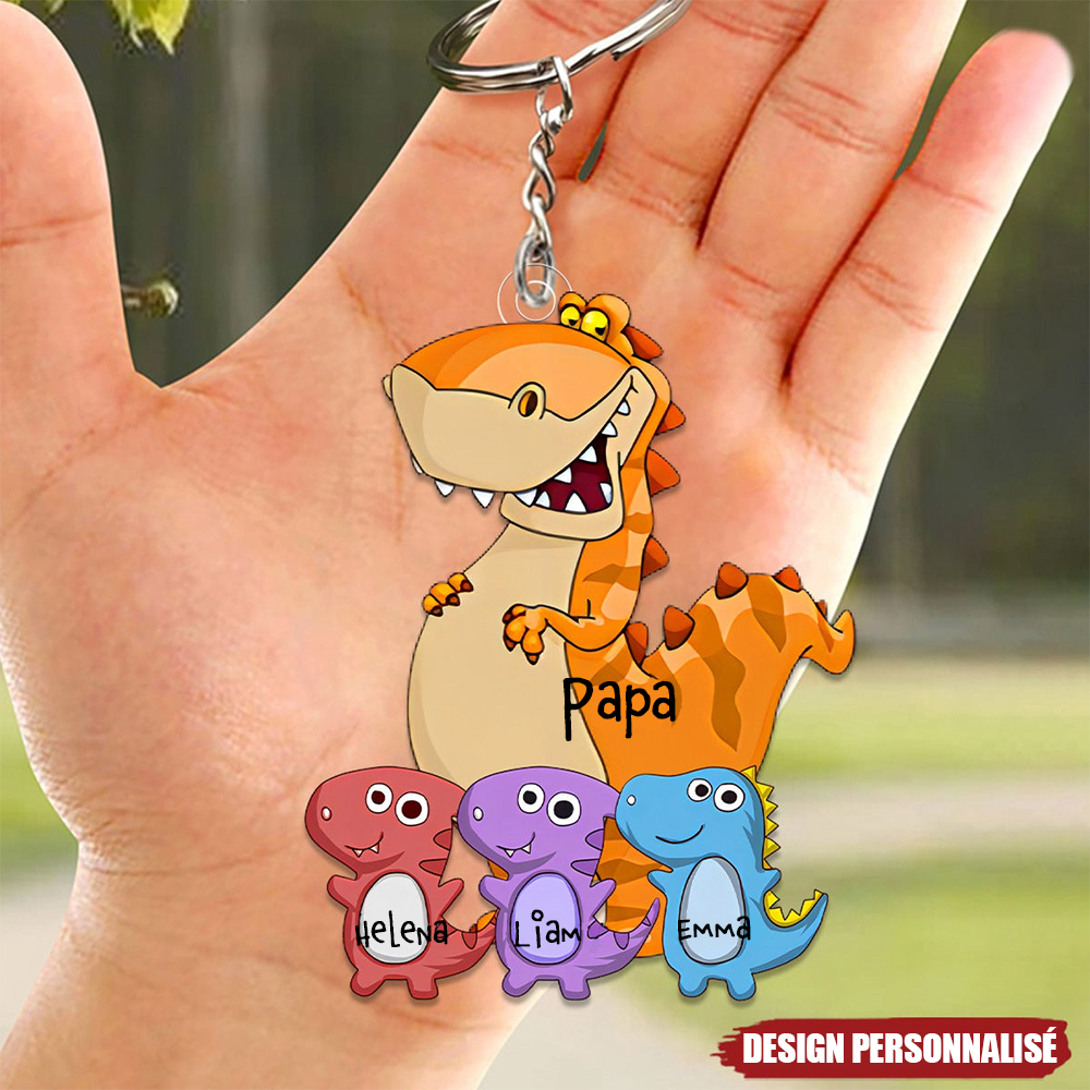 Porte-clés en acrylique personnalisé – Dinosaure pour Papi