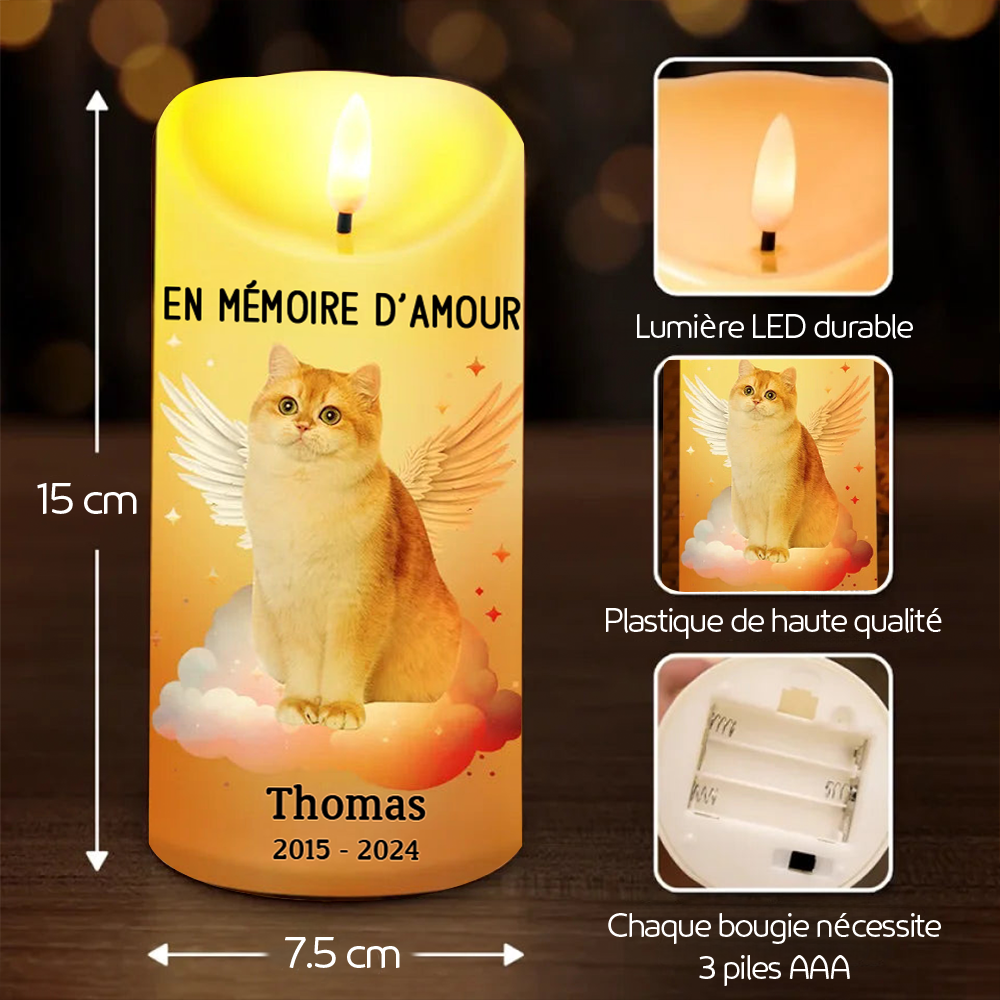 Bougie LED commémorative avec photo – En souvenir affectueux