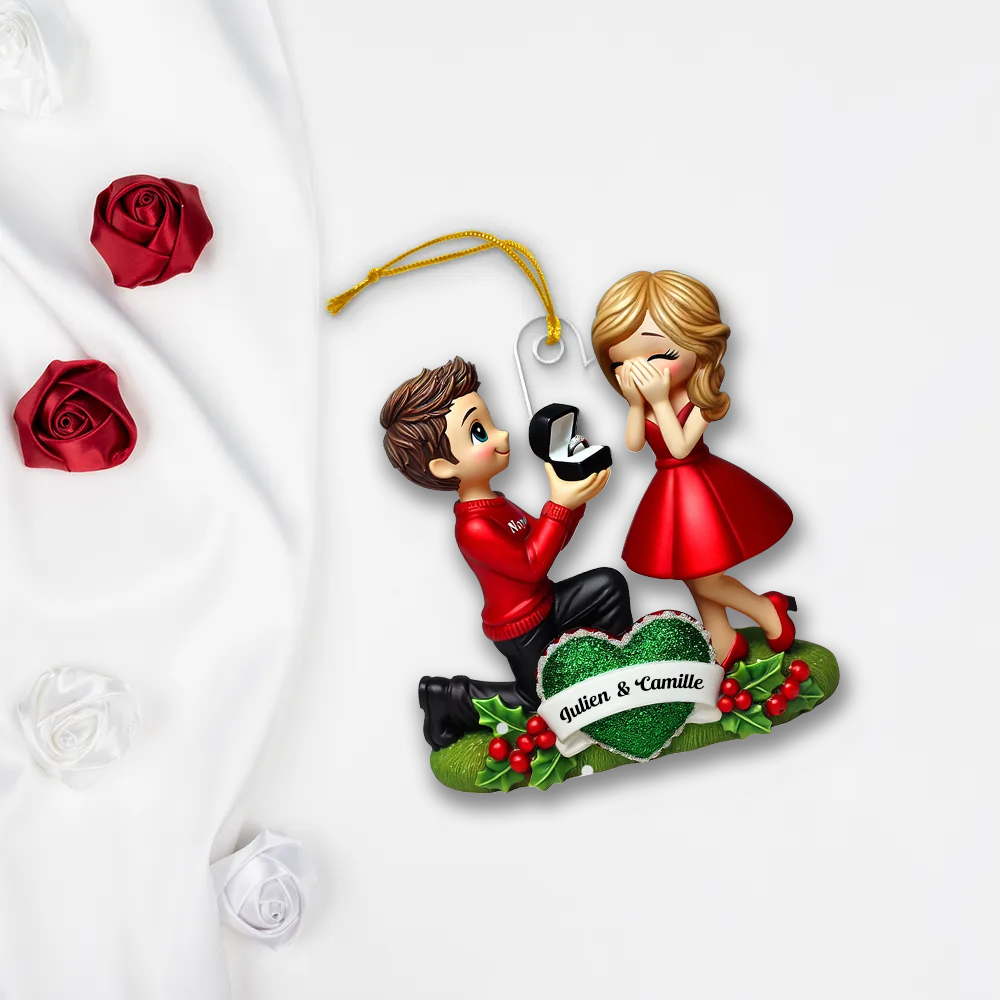 Demande en mariage – Pendentif en acrylique personnalisé avec noms, cadeau pour couple