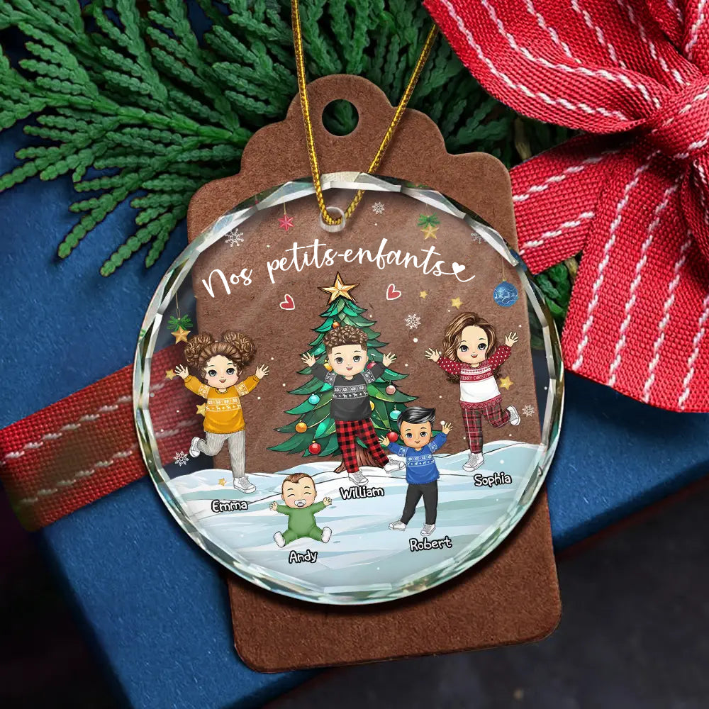 Ornement rond en verre personnalisé Décorations de Noël pour mamie et papi