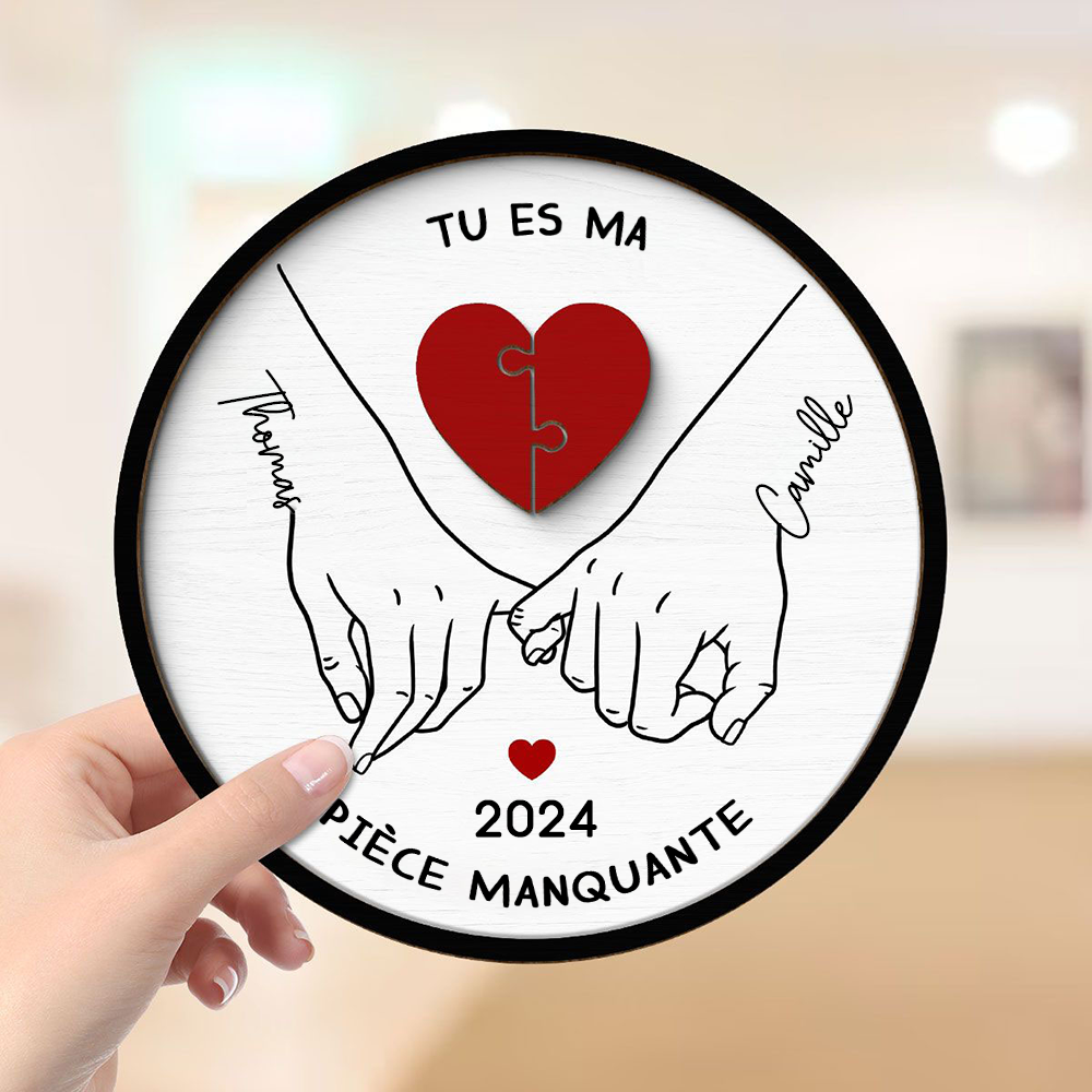 « Ma moitié manquante » – Plaque en bois personnalisée, cadeau pour couple
