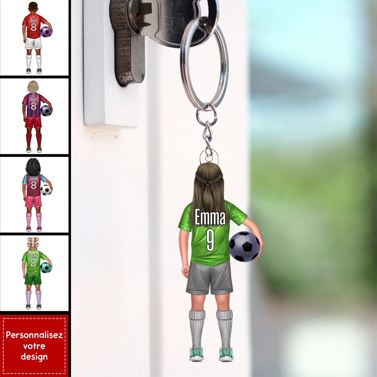 Enfant footballeur – Porte-clés personnalisé pour fils et fille
