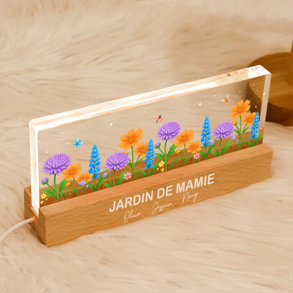 Veilleuse LED personnalisée avec motif floral – Cadeau pour mamie et maman