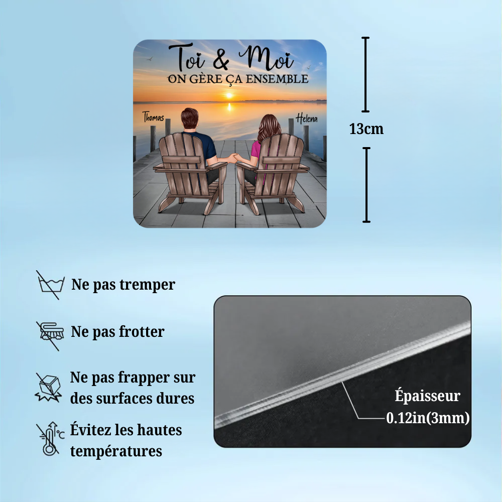 Aimants en acrylique personnalisés pour couple amoureux