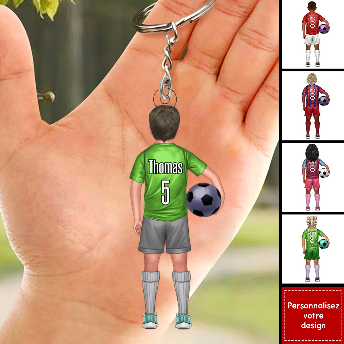 Enfant footballeur – Porte-clés personnalisé pour fils et fille