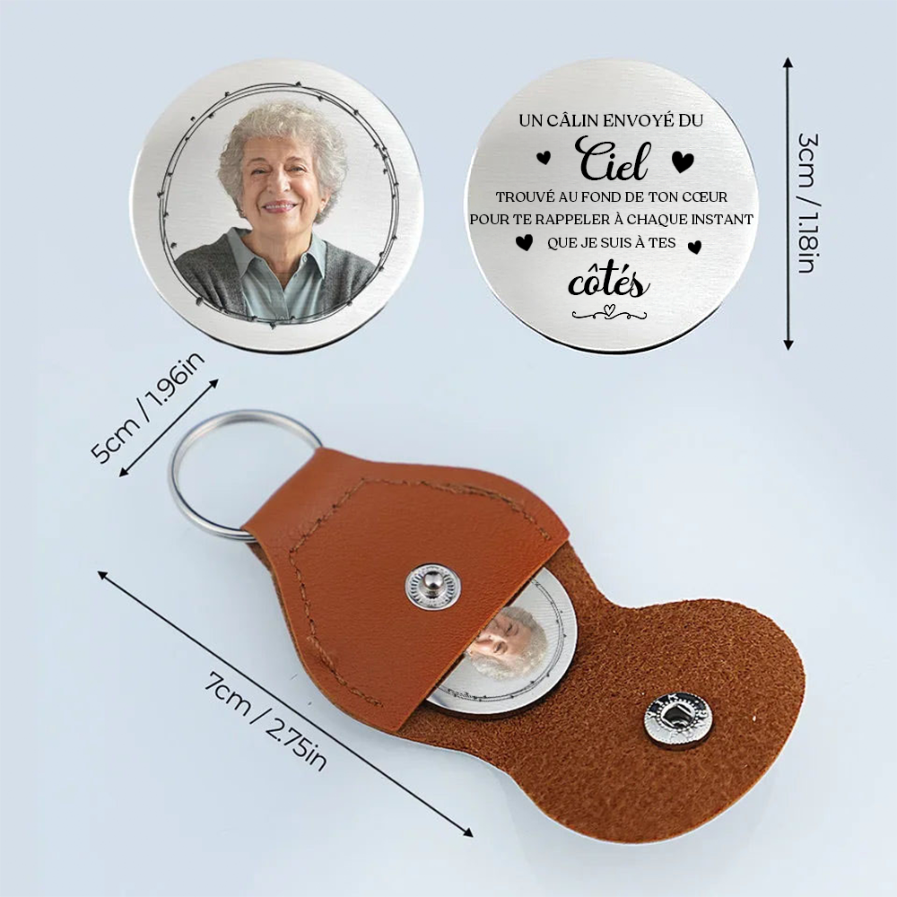 Câlin de poche avec photo – Cadeau de deuil personnalisé