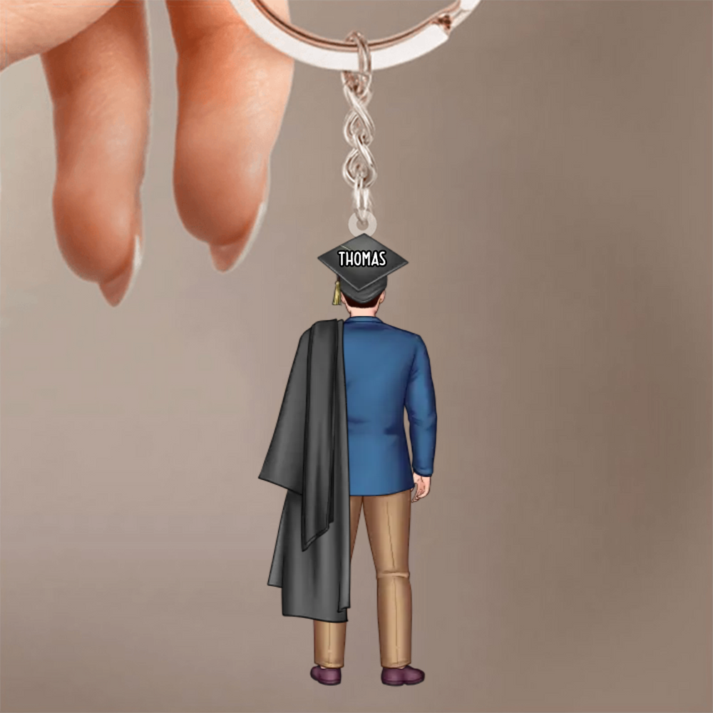 Porte-clés personnalisé en acrylique pour remise de diplôme – Fille et garçon