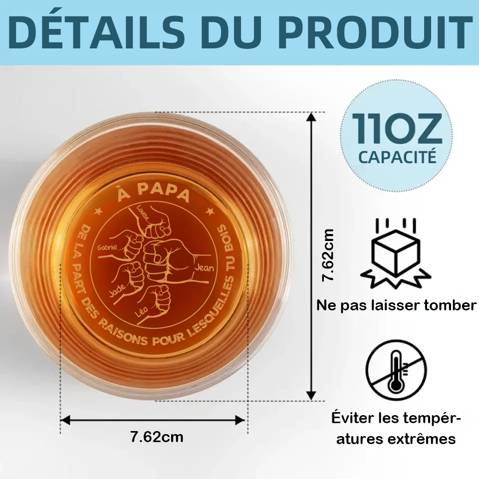 Coup de poing – Verre à whisky personnalisé, cadeau pour Papa