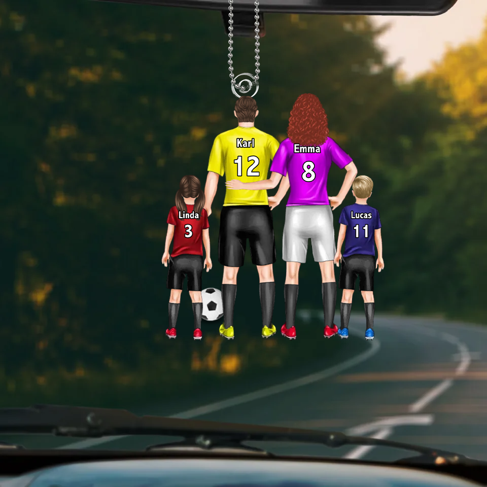 Famille de football – Pendentif en acrylique personnalisé avec parents et enfants