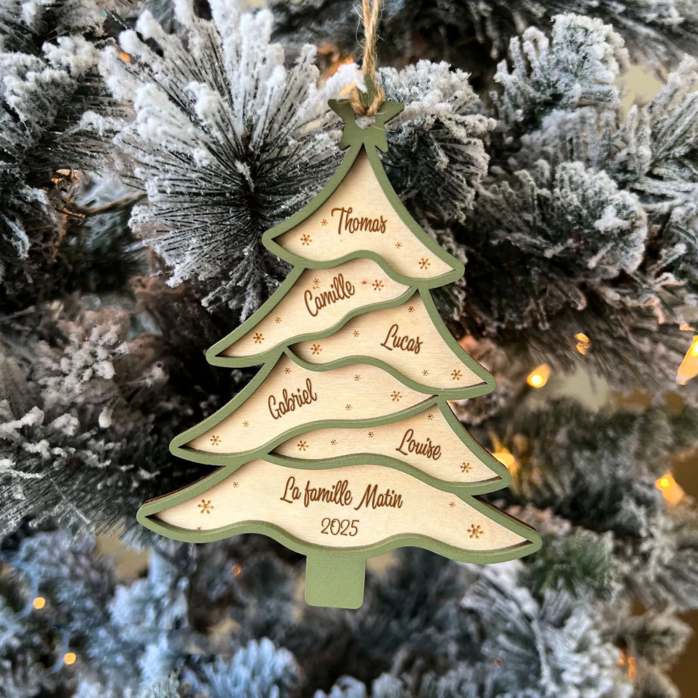 Orement pour sapin de Noël avec sapin et nom Pendentif de Noël personnalisé