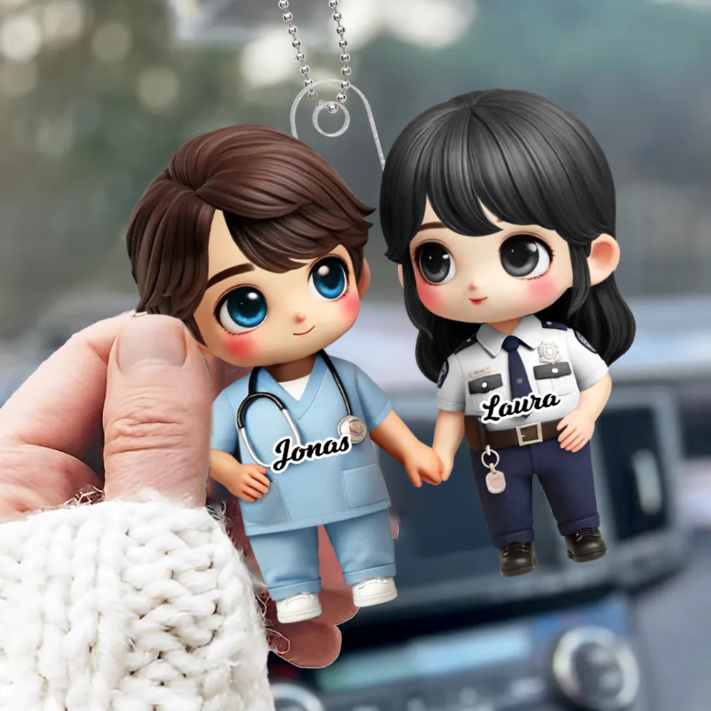 Porte-voiture en acrylique Couple en tenue professionnelle – Cadeau pour couple