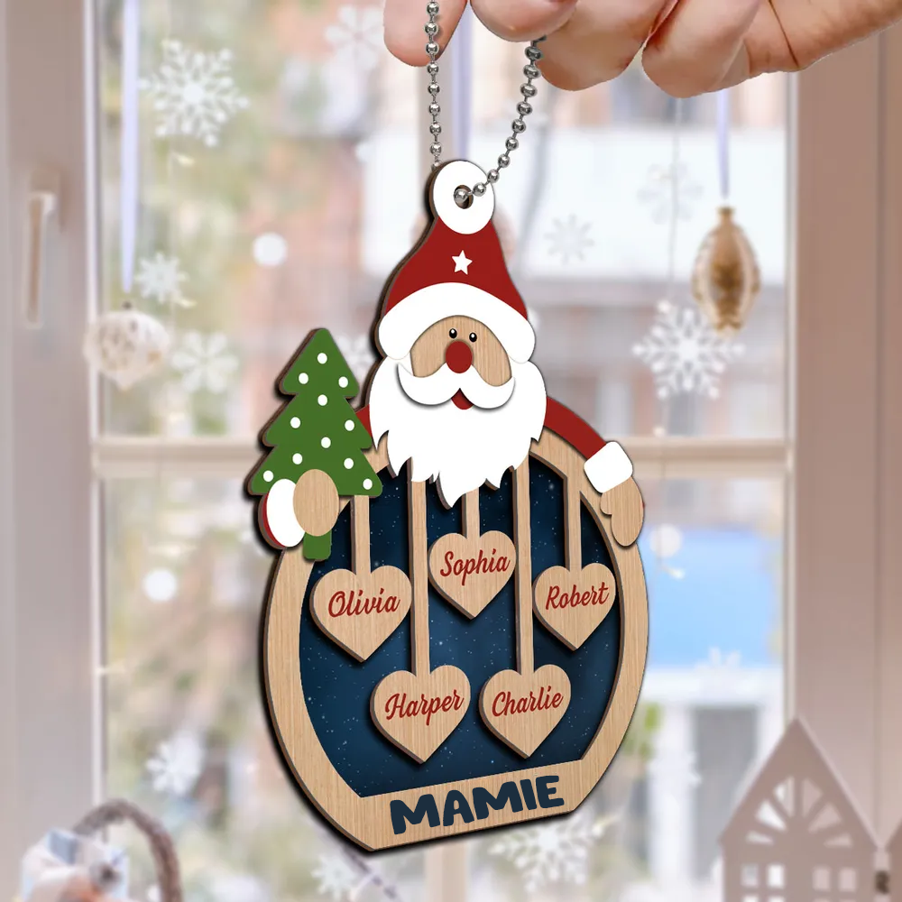 Les chéris du Père Noël - Ornement en bois personnalisé à 2 couches