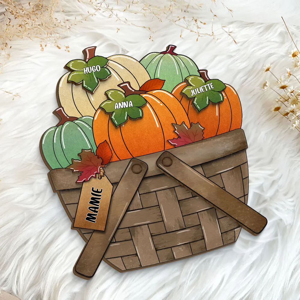 Plaque en bois personnalisée avec citrouilles – Cadeau pour Mamie