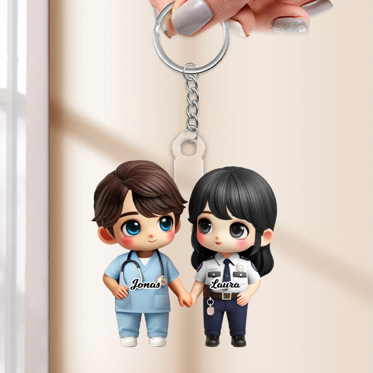 Porte-clés en acrylique Couple en tenue professionnelle – Cadeau pour couple