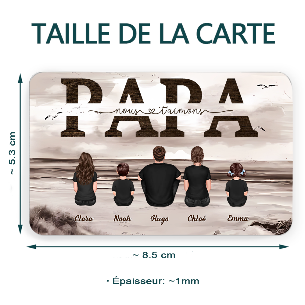 PAPA Carte portefeuille avec famille Carte portefeuille pour papa et papi