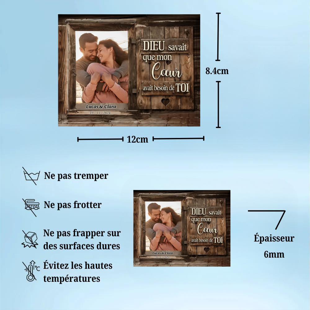 Clip pare-soleil personnalisé avec cadre photo – Cadeau pour couples