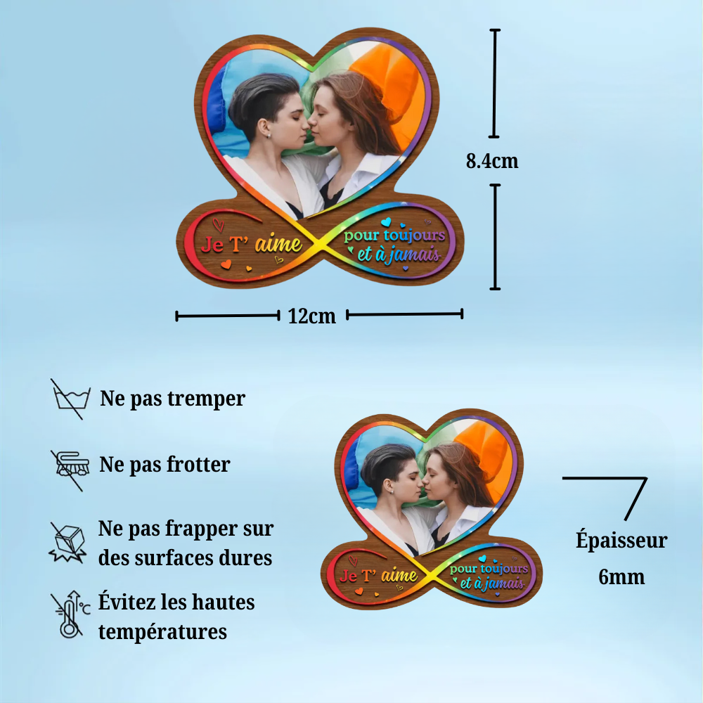 Clip pare-soleil arc-en-ciel personnalisé avec photo – Cadeau pour couples LGBT