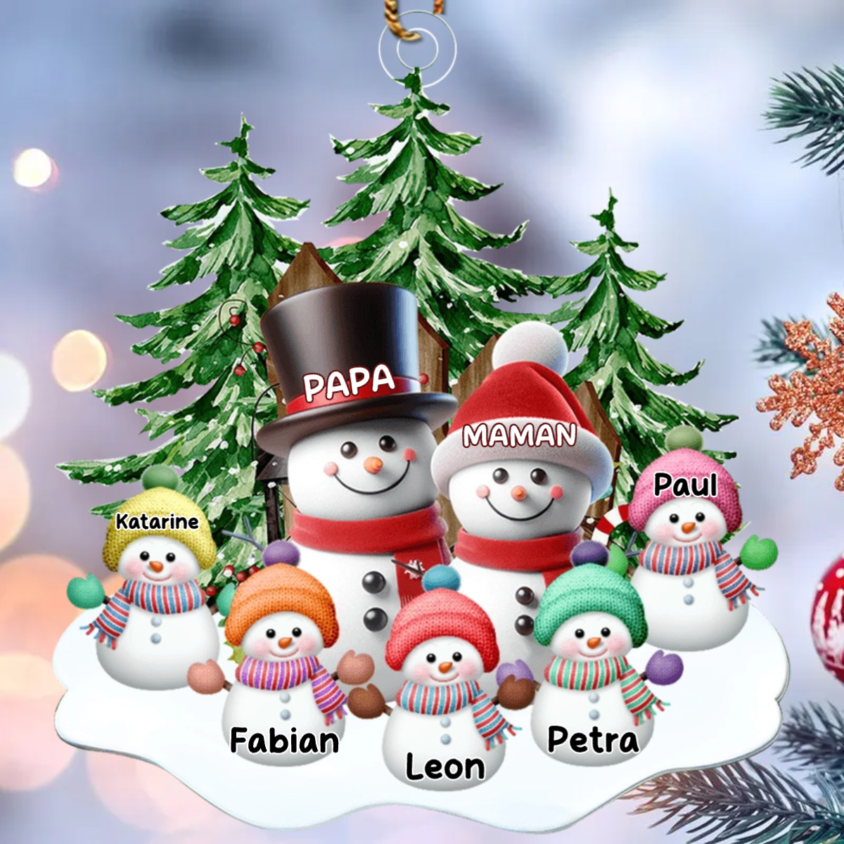 Pendentif de Noël personnalisé bonhomme de neige en acrylique