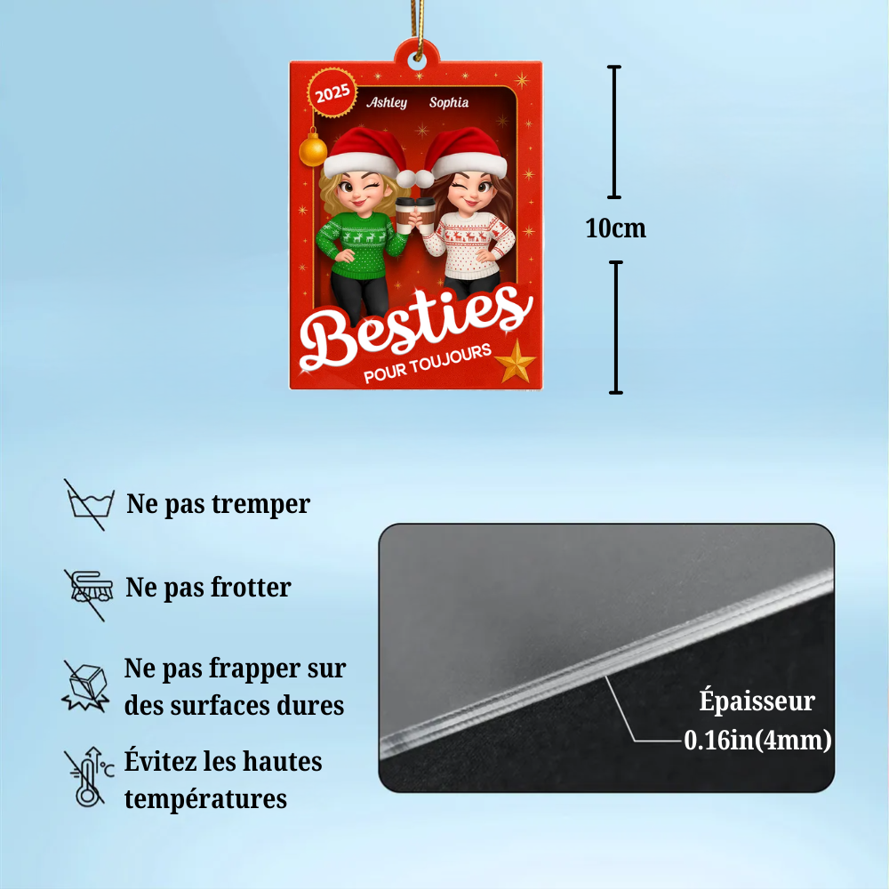 Orement en acrylique avec 2 à 6 femmes Décorations de Noël pour votre meilleure amie et votre sœur