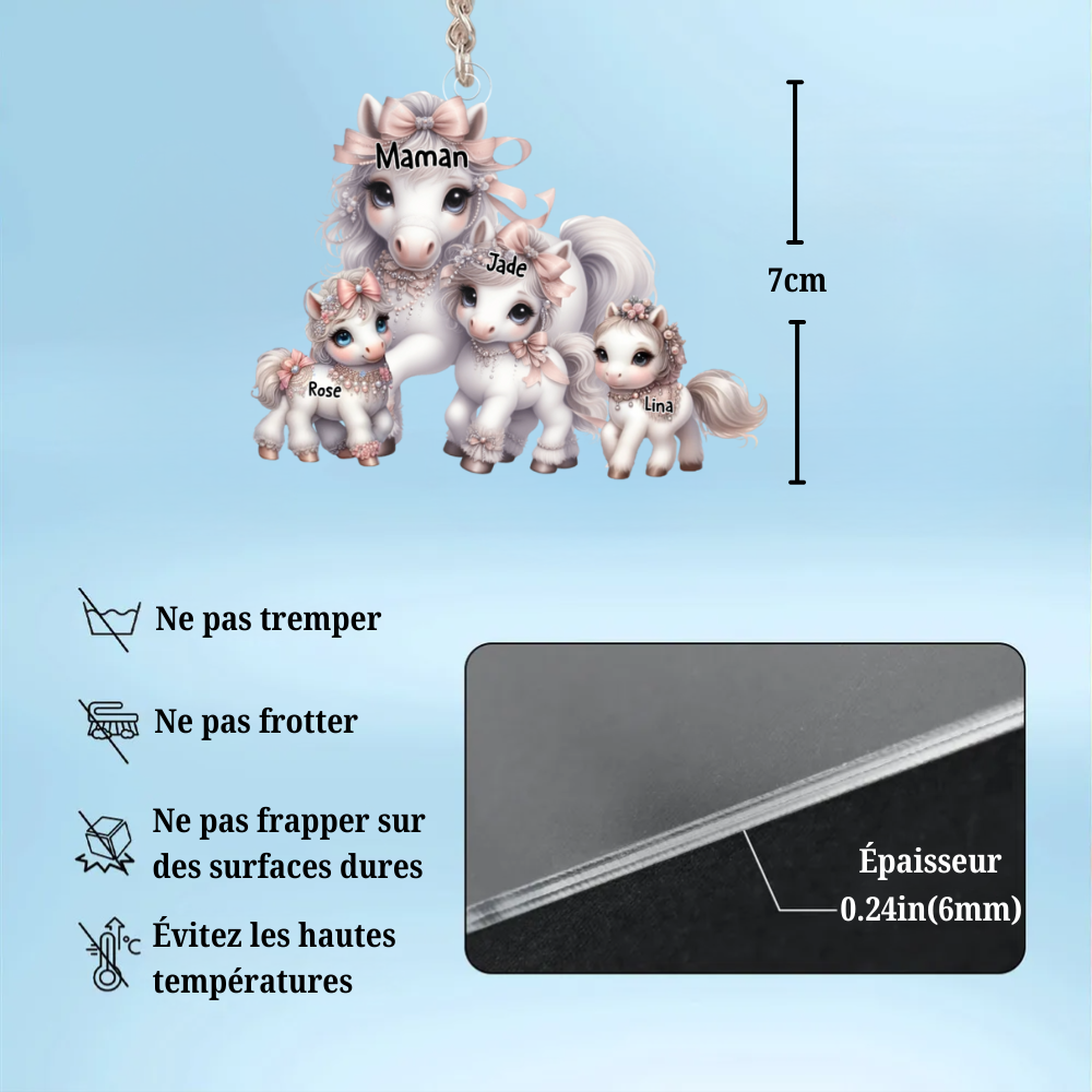 Porte-clés en acrylique personnalisé – Poney
