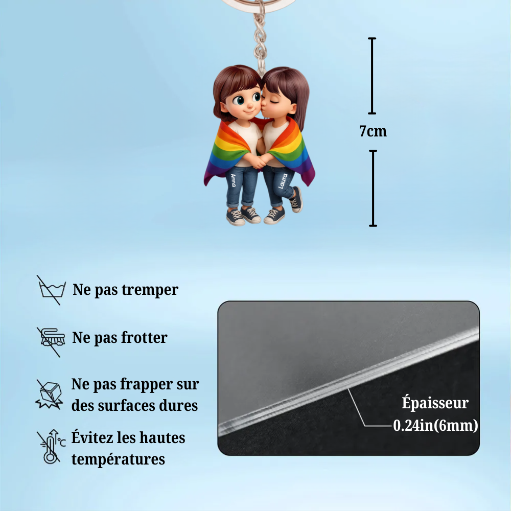 Couples LGBT – Porte-clés en acrylique personnalisé