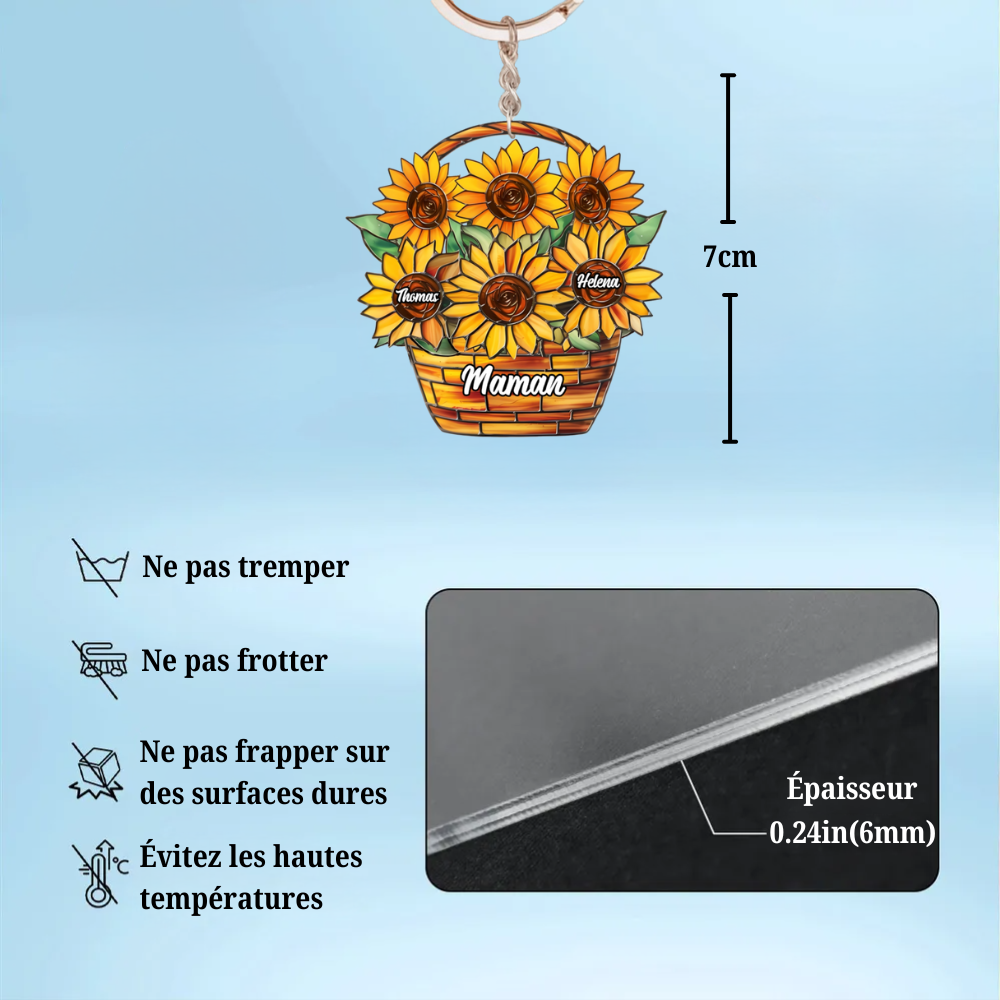 Tournesol – Porte-clés personnalisé pour maman et mamie