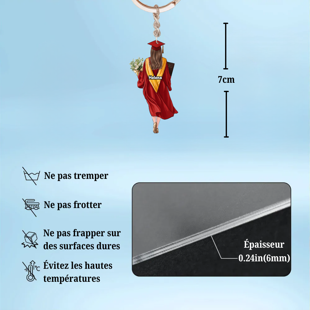 Porte-clés personnalisé en acrylique – Remise de diplôme